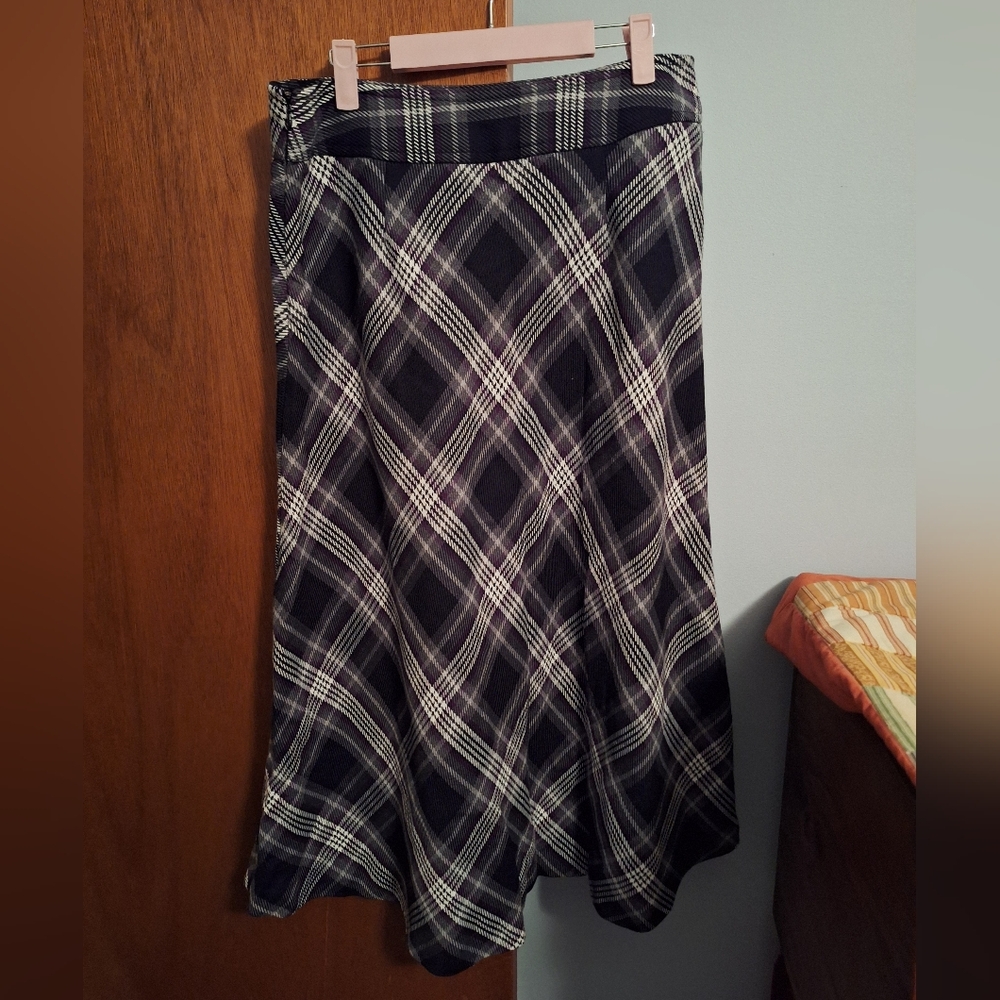 East 5th Women's Plaid A-Line Maxi Skirt - Black/White/Purple Size 14 - Picture 6 of 6